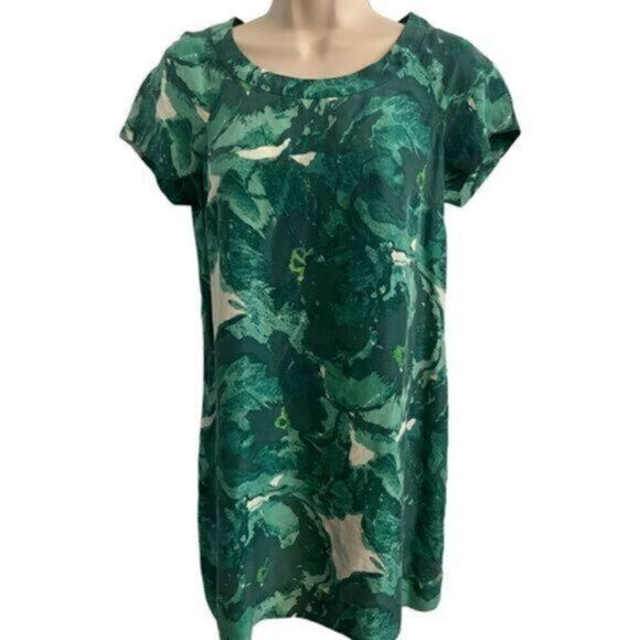 Banana Republic Green and White Floral  Shift Dress. Size 2. 31" length - Picture 1 of 6